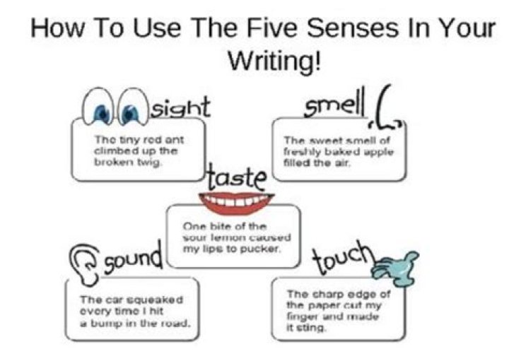 What are the 5 senses used in descriptive writing?