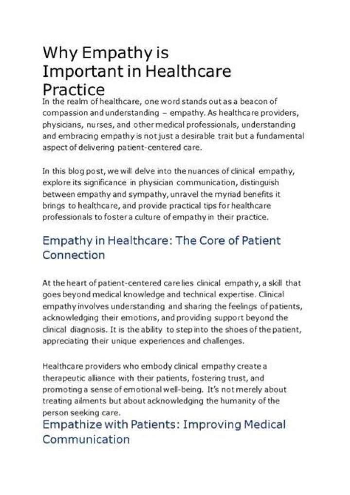 Why is empathy important in healthcare?